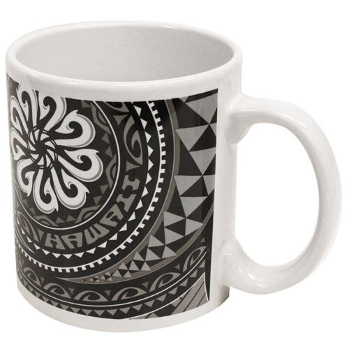4 Pack Hawaiian Stoneware Coffee Mugs 20 oz. Tribal Fish Hook by Islander