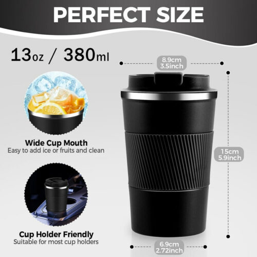 13 oz Stainless Steel Insulated Travel Coffee Mug with Flip Lid Bulk