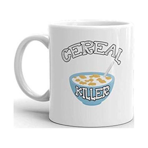 Cereal Killer Pun Funny Novelty Humor 11oz White Ceramic Glass Coffee