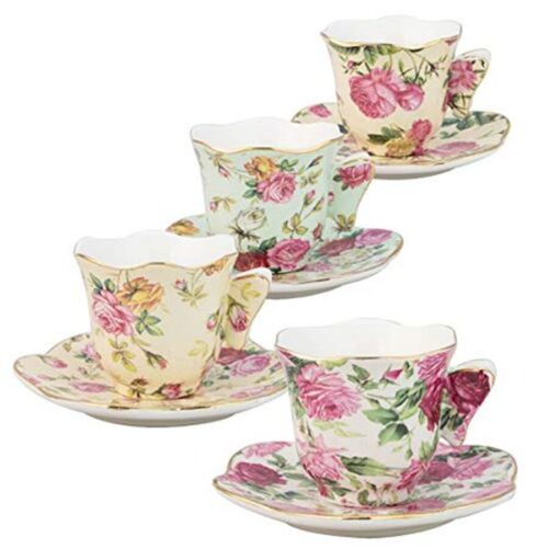 Gracie China Rose Chintz 2-Ounce Porcelain Espresso Cup and Saucer by Gracie China by Coastline Imports