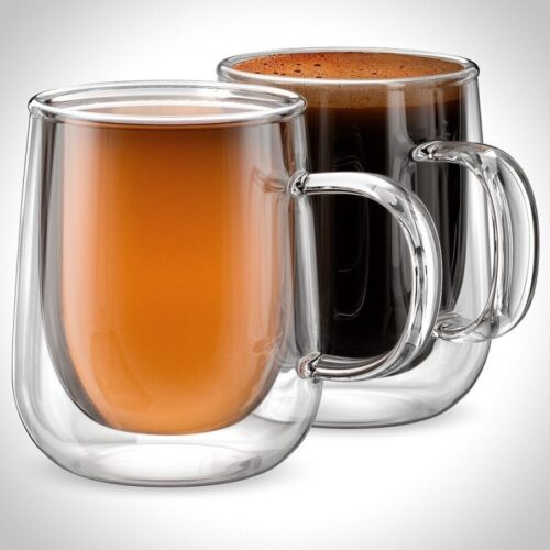 Insulated Glass Coffee Mugs Set Of 2 For Espresso,thermo Glassware