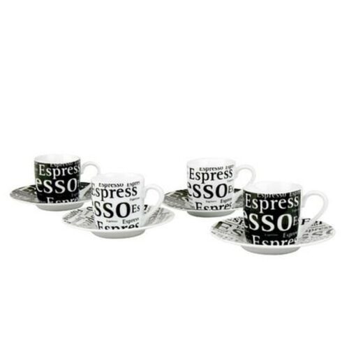 Konitz Assorted Espresso Writing Cup and Saucer (Set of 4) by Konitz