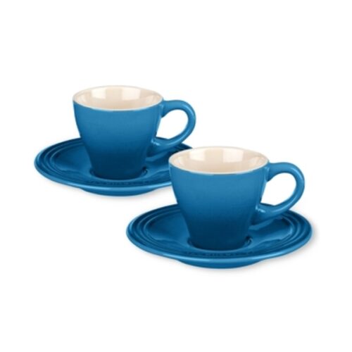 Le Creuset Set of 2 Espresso Cups and Saucers by Le Creuset