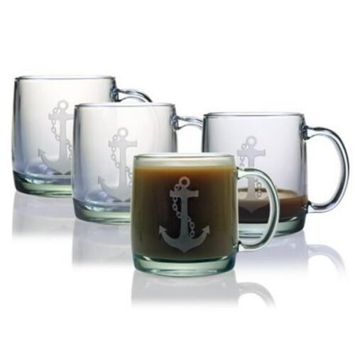 Susquehanna Glass Anchor Coffee Mugs, Set of 4 by Susquehanna Glass